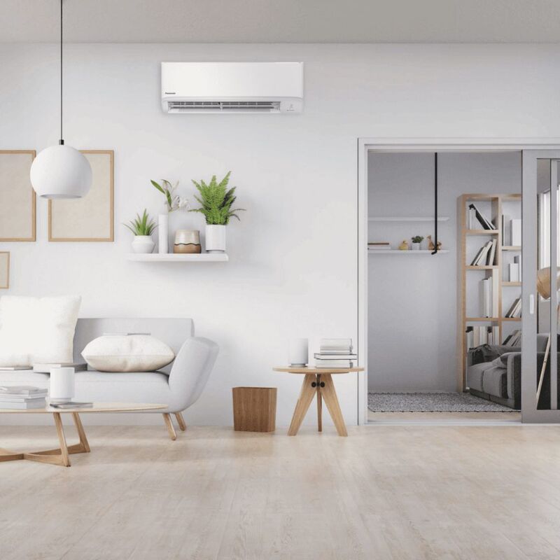 Light living room with a Panasonic wall unit