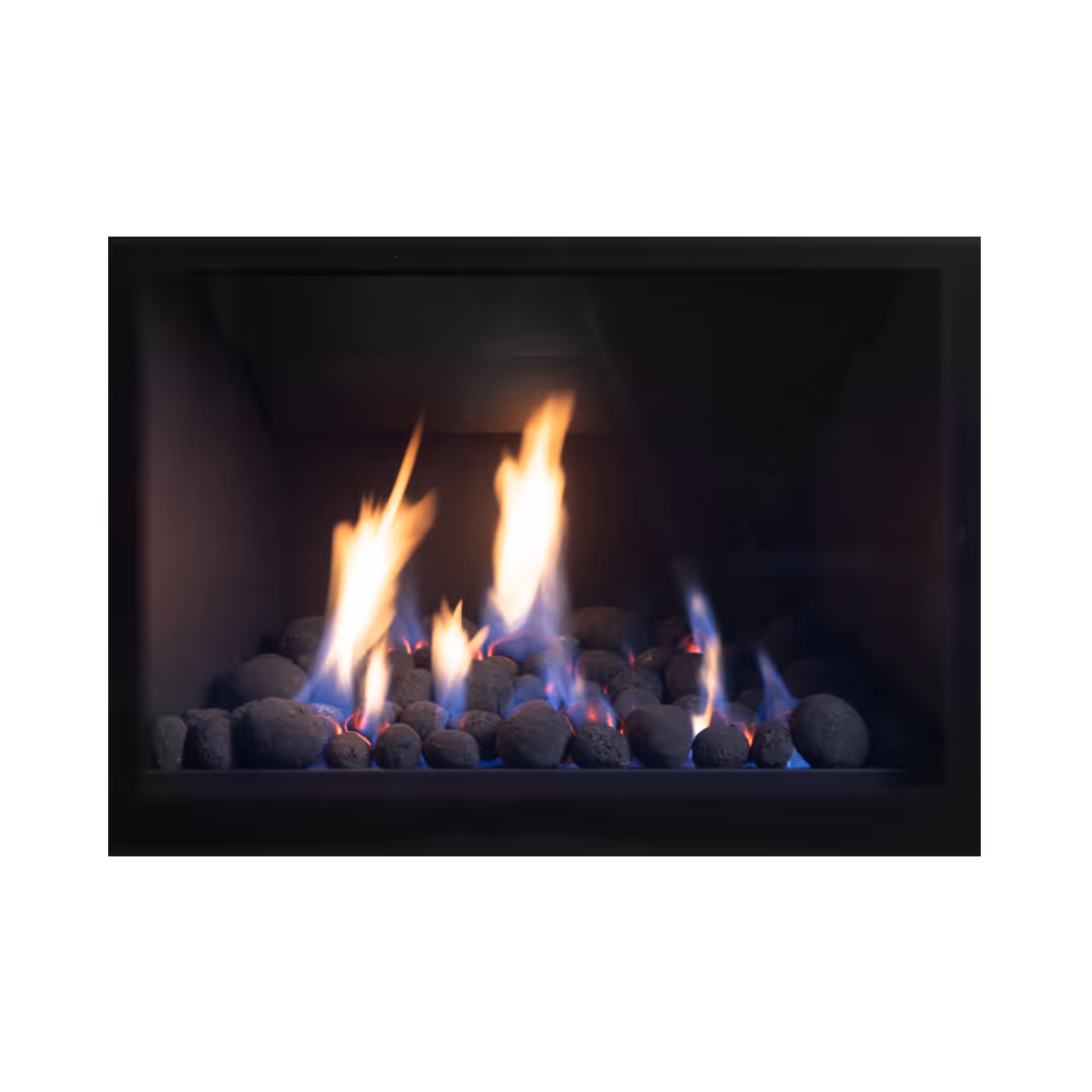 Black volcanic rock fuel bed